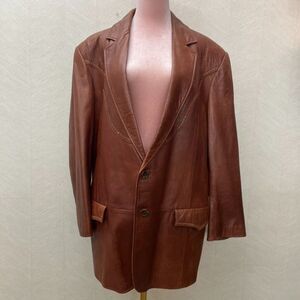 Vintage Cripple Creek Genuine Leather Brown Western Blazer Jacket Mens Size XL